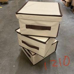 11x10x6 Lidded Canvas Storage Boxes with Handle For Closet Shelf Drawer Organization