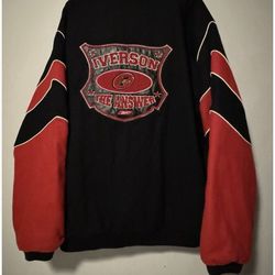 Vintage Allen Iverson Y2K Jacket Extremely Rare with red wool sleeves Mens Xl