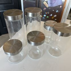 6 Glass Canisters 