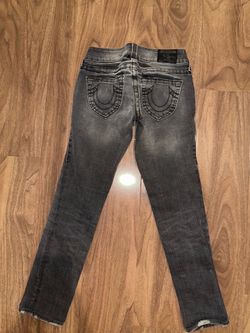 True Religion Women's Gray Skinny Jeans with Signature Back Pockets