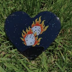 Epoxy “Flaming Dice” Heart