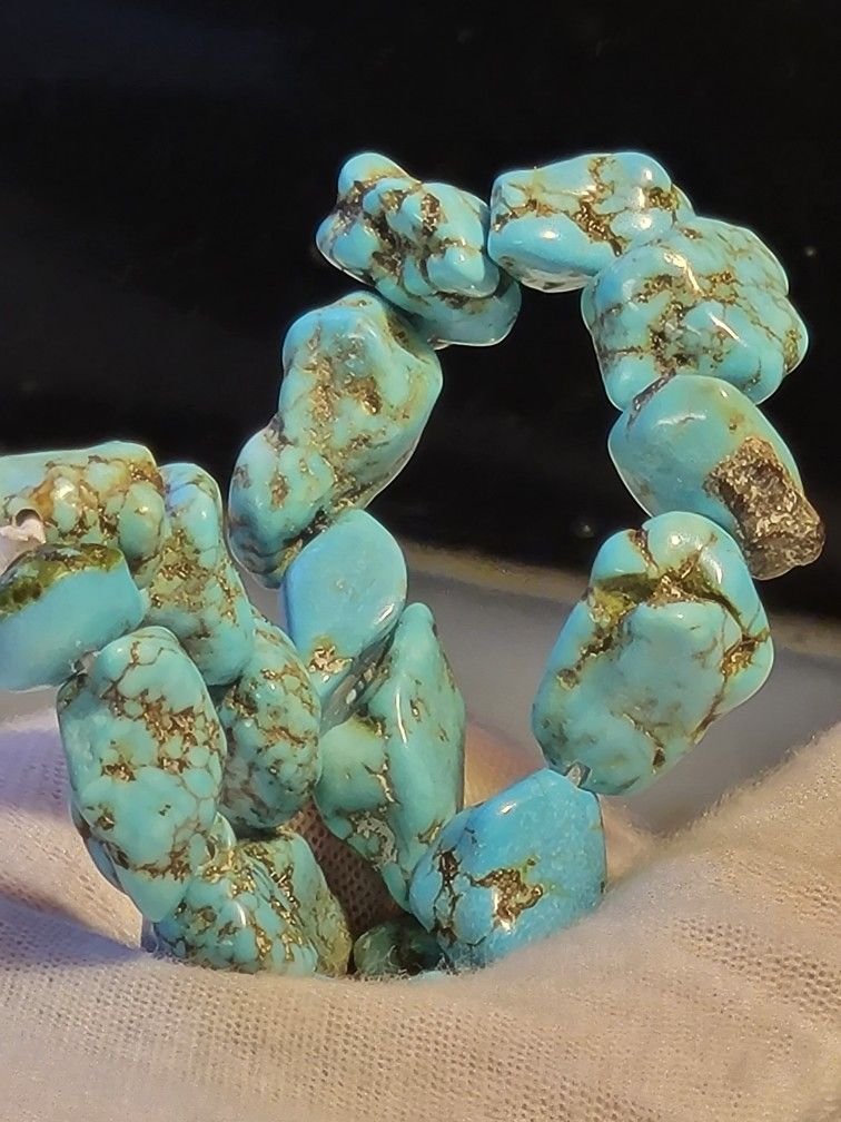 6pcs. Natural Rough Turquoise Crystal Beads Pre Drilled 10-12mm