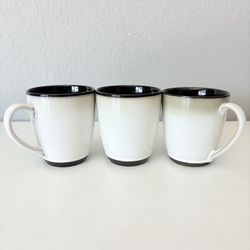 Sango Nova Black #4932 10 oz Coffee Mug Cup Set of 3