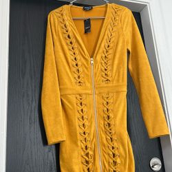Bebe Lace-Up Suede Midi Dress Color Chai Tea, XS  Never Worn