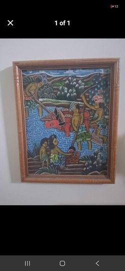 Balinese Traditional Scene Framed Painting