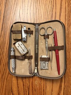Vintage Shaving Kit with Gillette Razors, case made in Austria.  