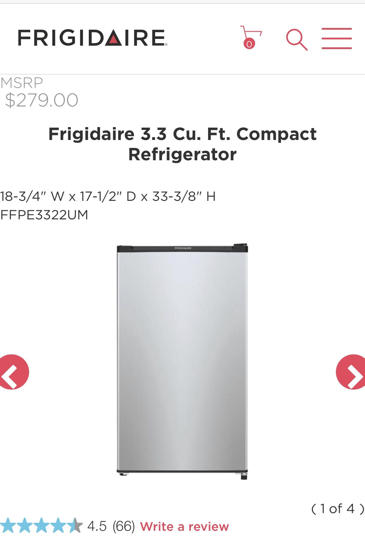 $$Frigidaire mimi fridge mint condition! ffpe33b1qm