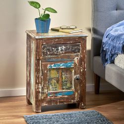 Distressed Wood Nightstand End Table I#1434