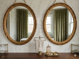 Vintage 1963 Hollywood Regency Mirrors - Set of 2 - Repurposed Mid-Century Modern Vanity Mirrors