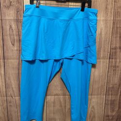 Lands End XL 18 Skort capris leggings swim bottoms Blue Modest high waisted