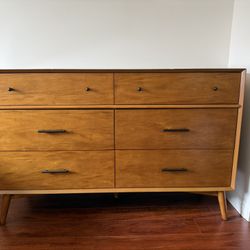 Living Spaces Mid Century Modern Cherry Wood Dresser