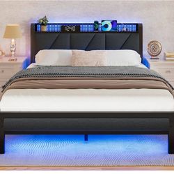 Black Full Size bed frame with Led Lights 