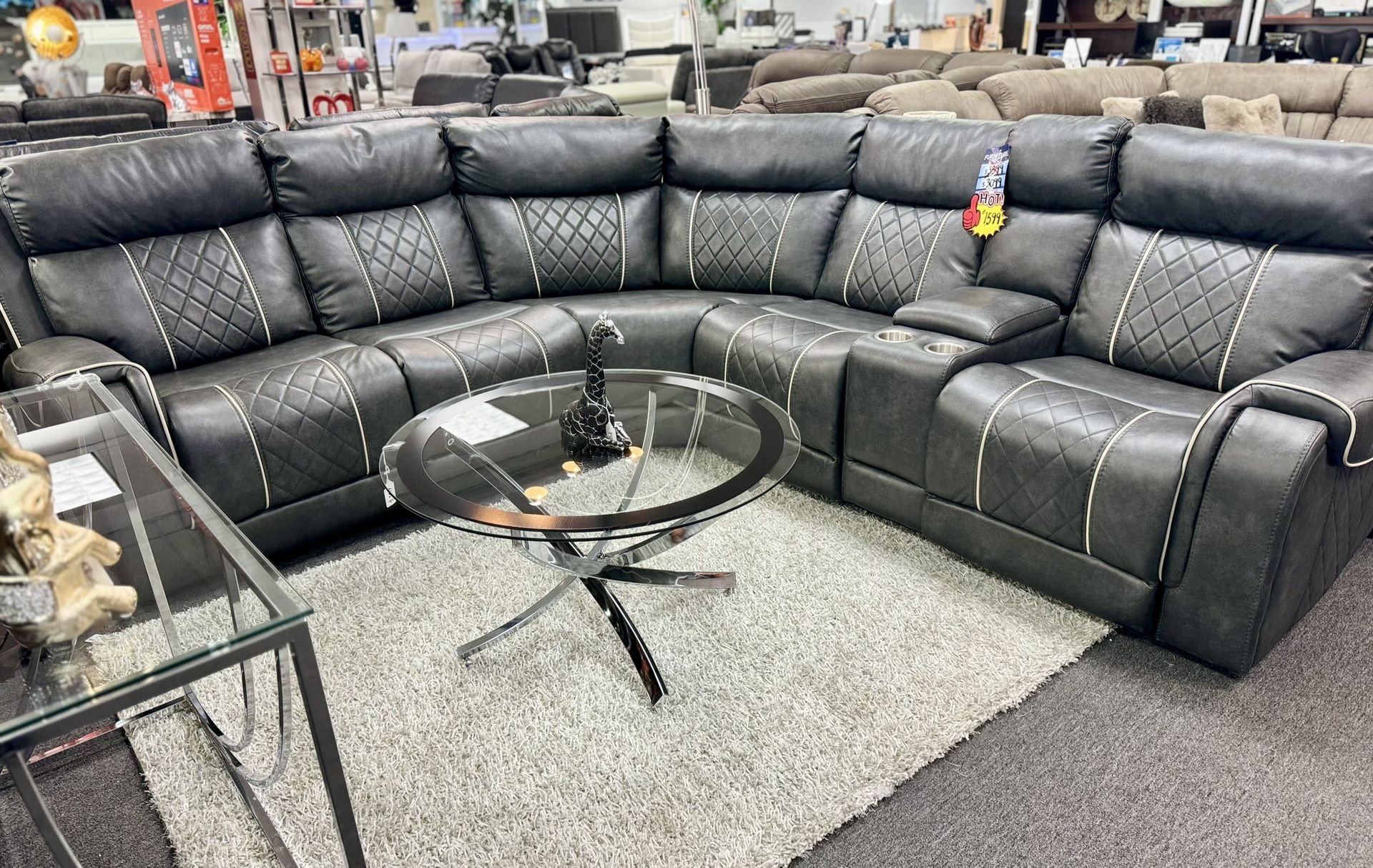 Beautiful Silver Power Reclining Sofa Sectional On Crazy Sale $1599 (Huge Saving) Beautiful Silver Power Reclining Sofa Sectional On Crazy Sale $1599 