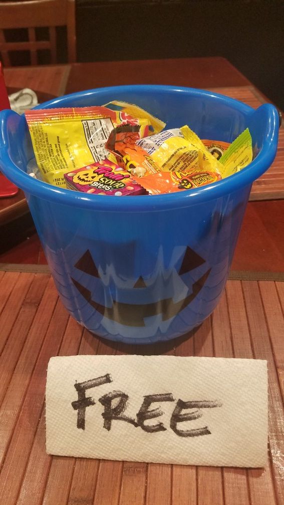 Free Halloween bucket with candy