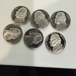 Lot If 6 Gem Proof Jefferson Nickels From Various Years All Are Mint 254