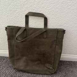 Army Green Leather Tote Bag
