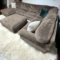 Brown Sectional w/ Ottoman & Delivery 