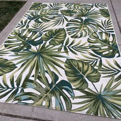 Large Flower Pattern Outdoor Area Rug (6’11”x10’)