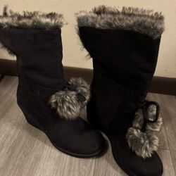 American Eagle Black Wedge Boots - Size 9