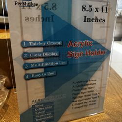 PecMuikee Acrylic Sign Holder 8.5x11, Desktop Slant Back Acrylic Sign Holder and Plastic L Shape Paper Display Stand for Restaurants, Office, Market, 