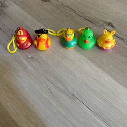 Vintage Rubber Duckies With Key Clips Total Of 5