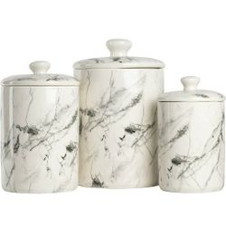 10 Strawberry Street Marble Kitchen Canister Set, 3 Piece

