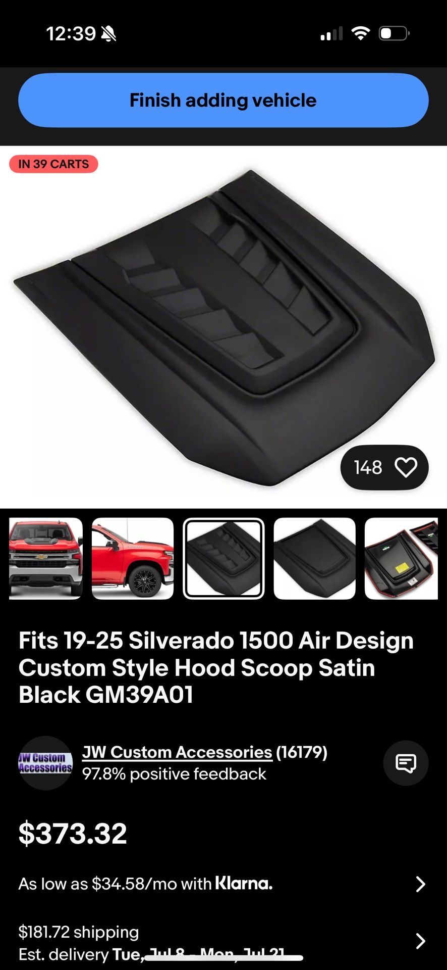 Silverado 2019-2023 Hood Scoop