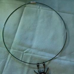 BLACK PAVE SPIDER NECKLACE ON WIRE" NEW" 