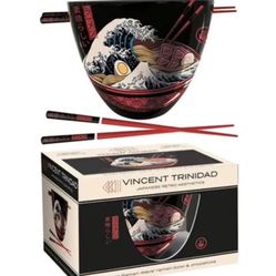 Vincent Trinidad (Great Ramen Wave) Ramen Bowl and Chopsticks Set RARE NIB