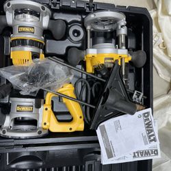 Dewalt DW618 Router Kit Plus Edge Guide and 1/2” Shank Router Bits 