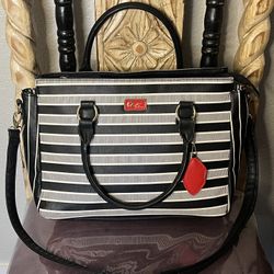 Betsey Johnson Black And White Striped Purse