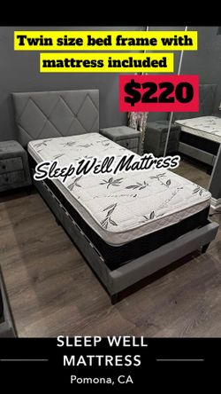 Twin size bed frame with mattress included