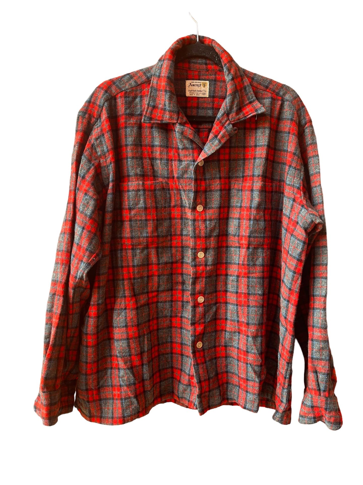 VTG 60s Amcrest Red Plaid Flannel Shirt Loop Collar Japan Made Wool Blend  XL for Sale in Houston, TX - OfferUp