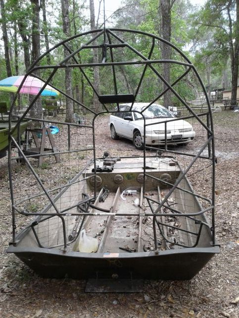 Mini airboat hull and fan cage