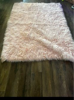 Pink Faux Fur Shag Area Rug