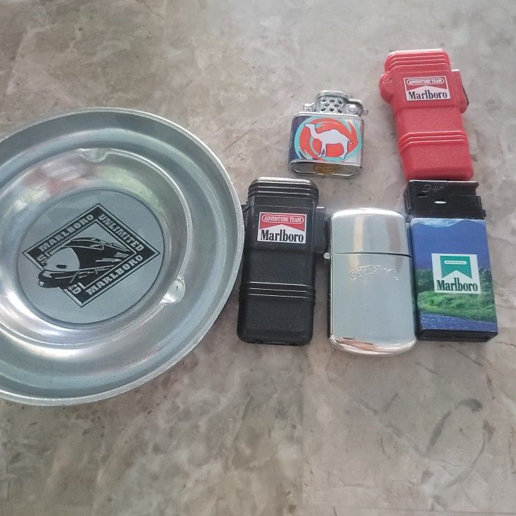 Marlboro Ashtray And Older Lighters