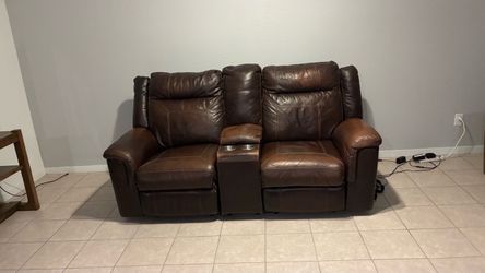 Leather love seat