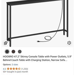 SKINNY CONSOLE TABLE with POWER OUTLET