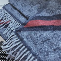 Gucci GG Logo Wool Scarf Authentic New