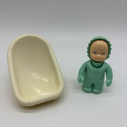 Vintage Little Tikes Dollhouse Baby Infant + Yellow Car Seat