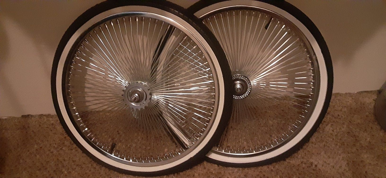 lowrider bicycle rims Micargi 26" x 3" Bike Alloy Wheel Set Chrome Fat Rims, Coaster Brake Stand out on the streets with this 140 144 Spoke Lowrider Bike Rims