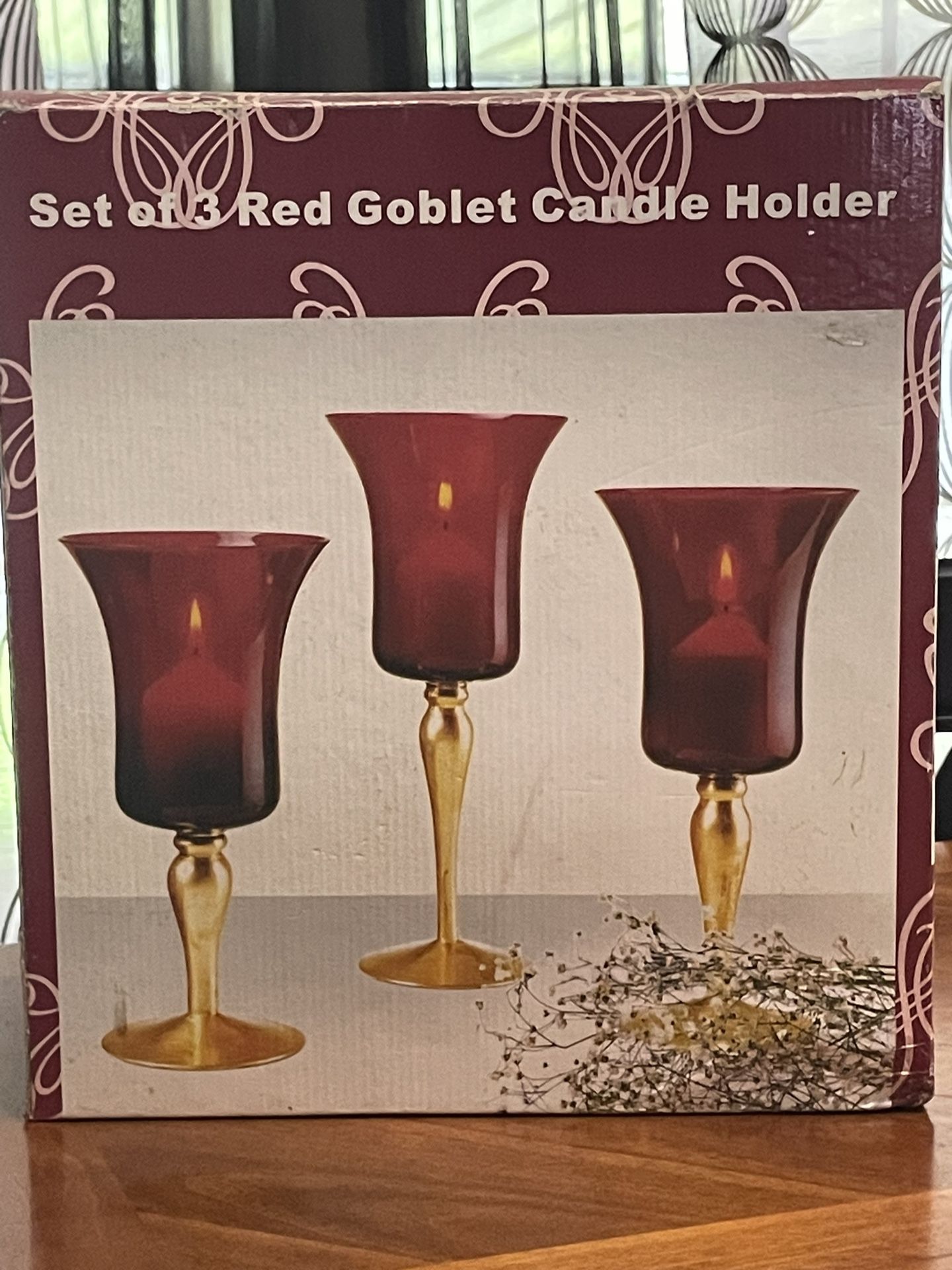 Red Goblet Candle Holders