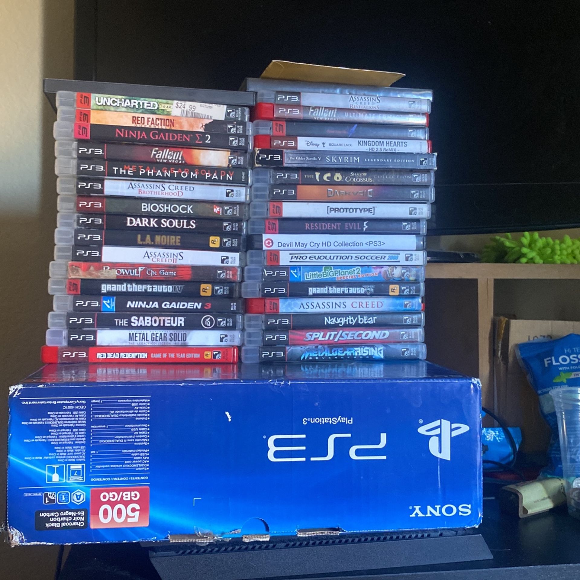 *LOT* Toploader Ps3 Controler And All Cabels Included Plus Games