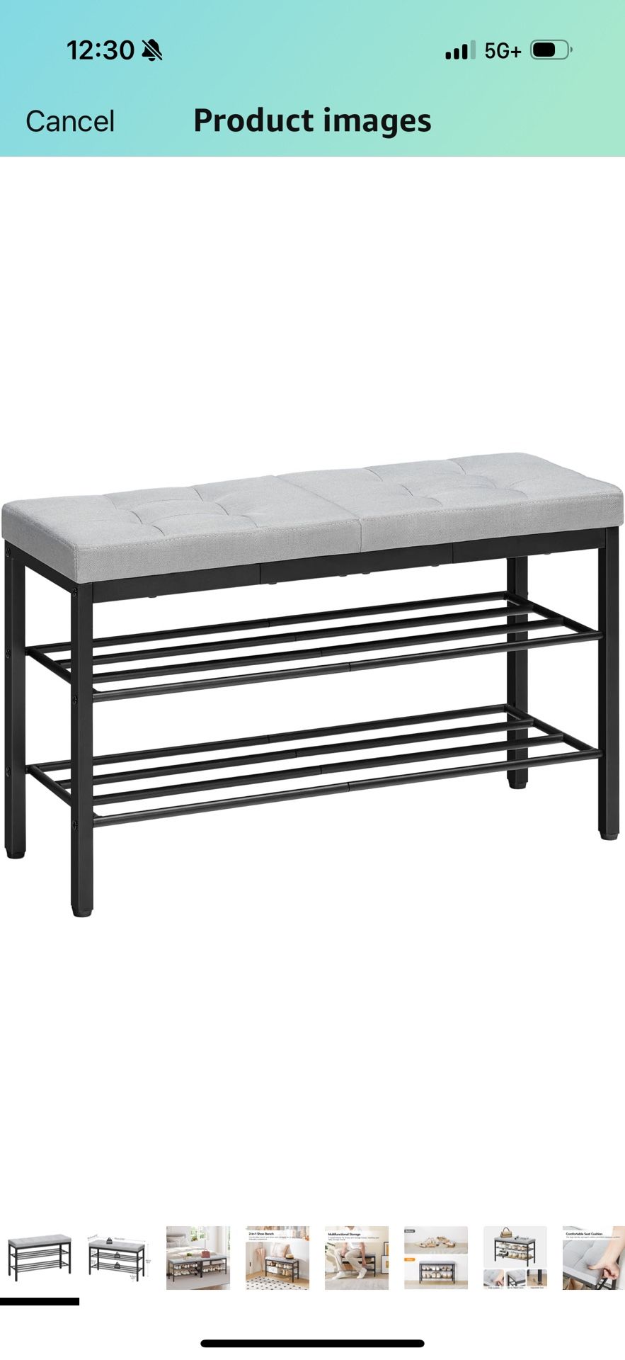 Shoe Bench, Entryway Storage Bench with Cushion, Shoe Rack for Entryway, 29.5" L x 12" W x 18.1" H, Shoe Shelf with Seat, for Living Room, Bedroom, Ha