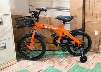 NEW/ 16" Kids Bike with Training Wheels, Height Adjustable Kid's Bicycle, Front & Rear Brake