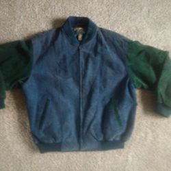 Vintage Cambridge Classics Suede Bomber Jacket - Blue/Green - Size M - 90s Retro