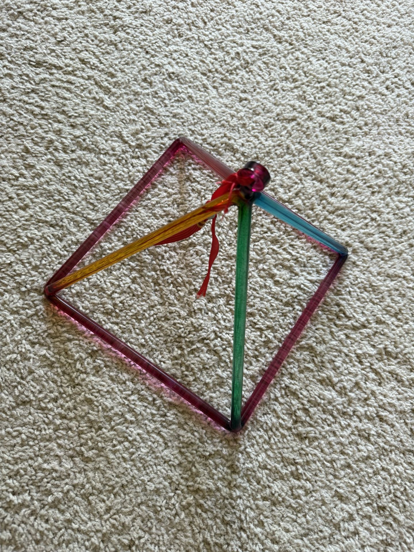 10 Inch Rainbow Crystal Pyramid W/ Case + Mallet