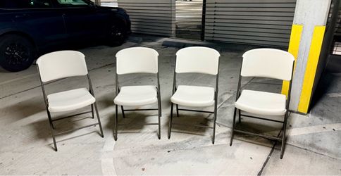 LIFETIME 42804 Commercial Grade Folding Chair, 4 Pack, White Granite