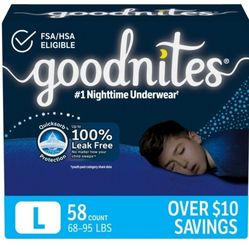 Goodnites Nighttime Bedwetting Underwear For Boys, Size: Large. 58 Count