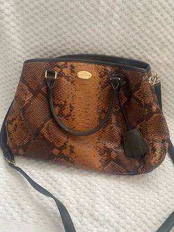 Coach Snake Embossed Leather Satchel Bag